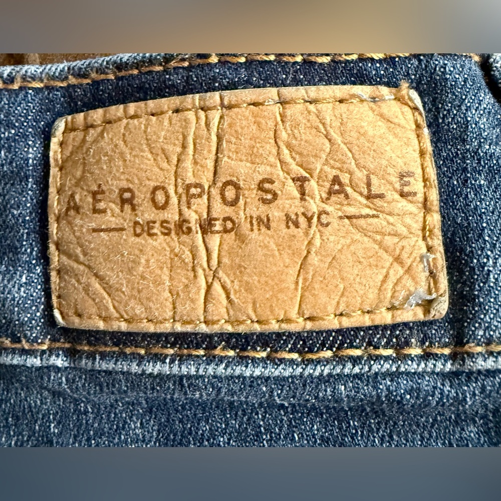 Aeropostale Size 6 Reg Skinny Jeggings Dark Wash Distressed Stretch - Picture 9 of 15